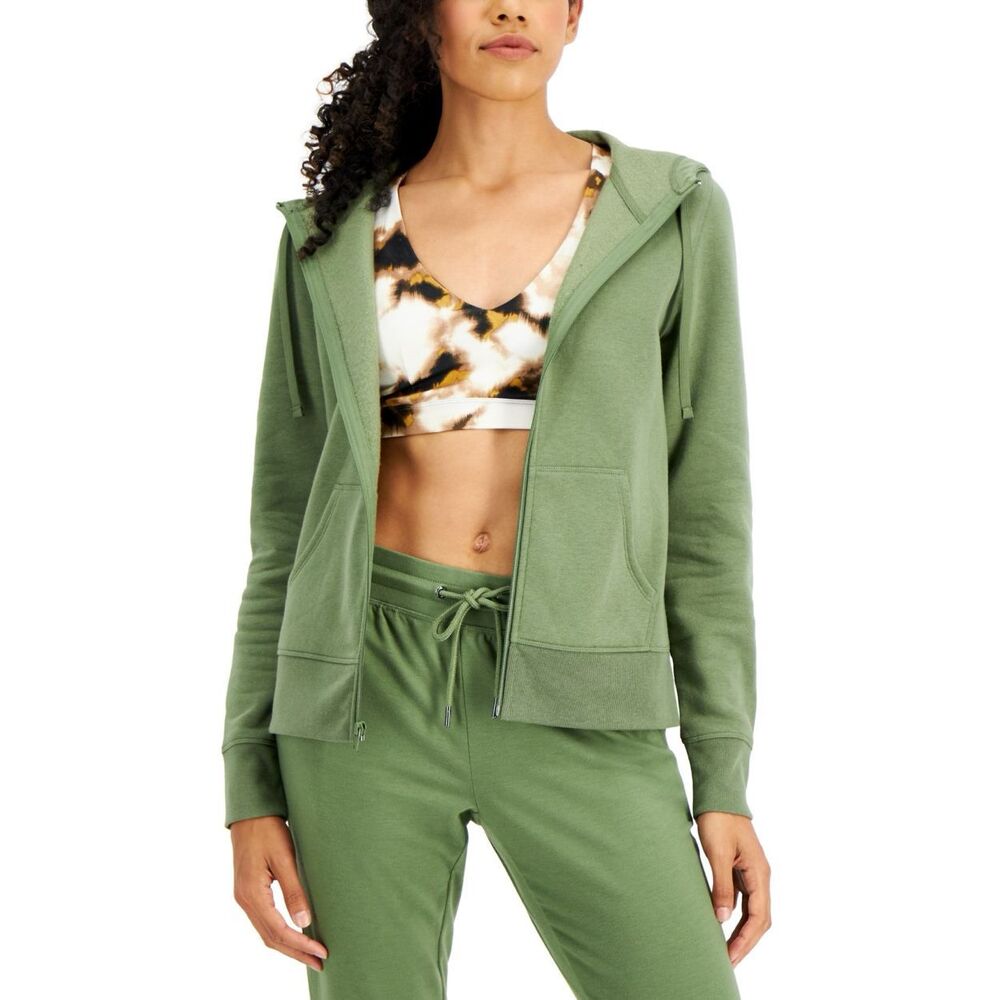 ID Ideology Performance‎ Womens Zip-Front Fleece Hoodie Green Size Medium